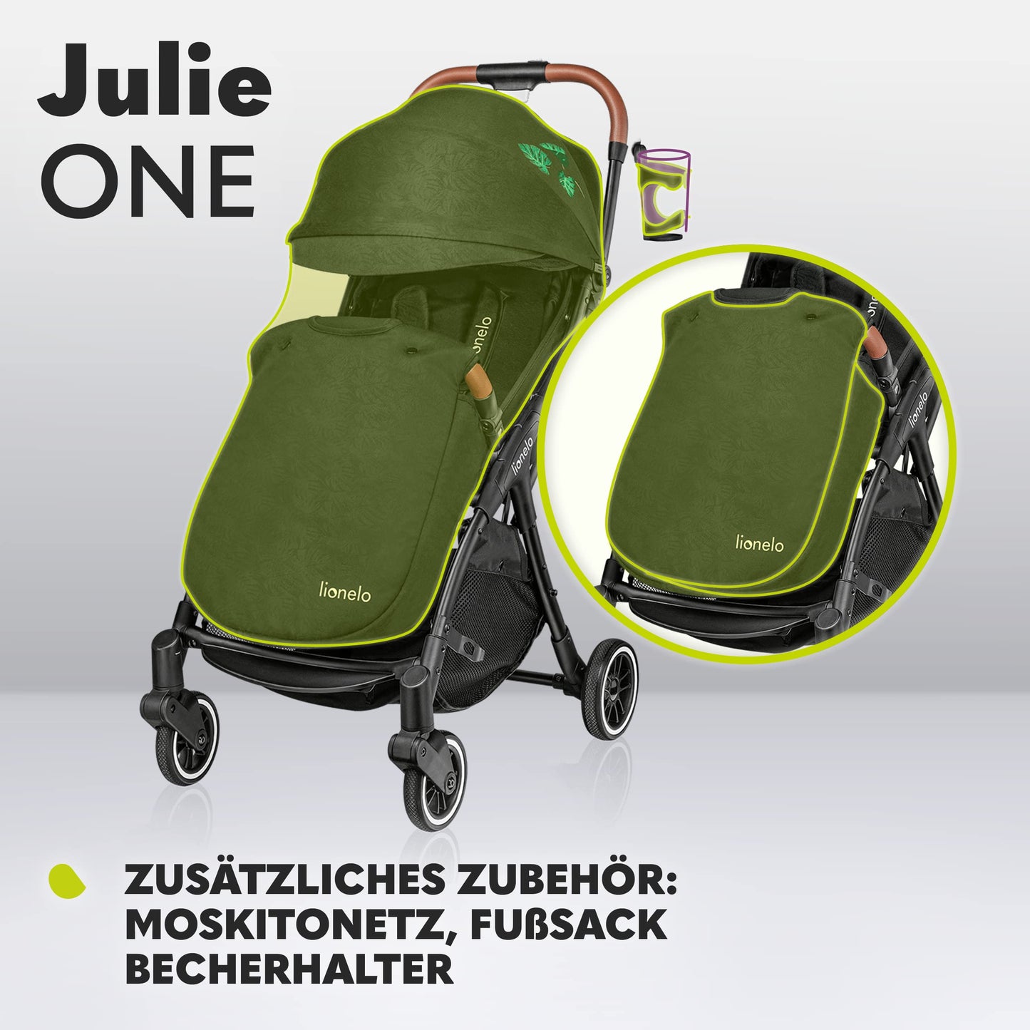 Lionelo Julie One Buggy bis 22 kg klappbar – Tropical Green ✅