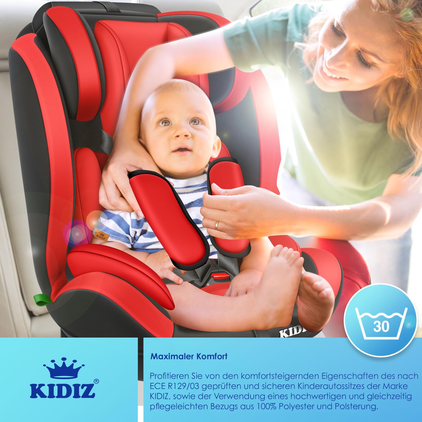 KIDIZ Kindersitz 1β12 Jahre, verstellbar & sicher