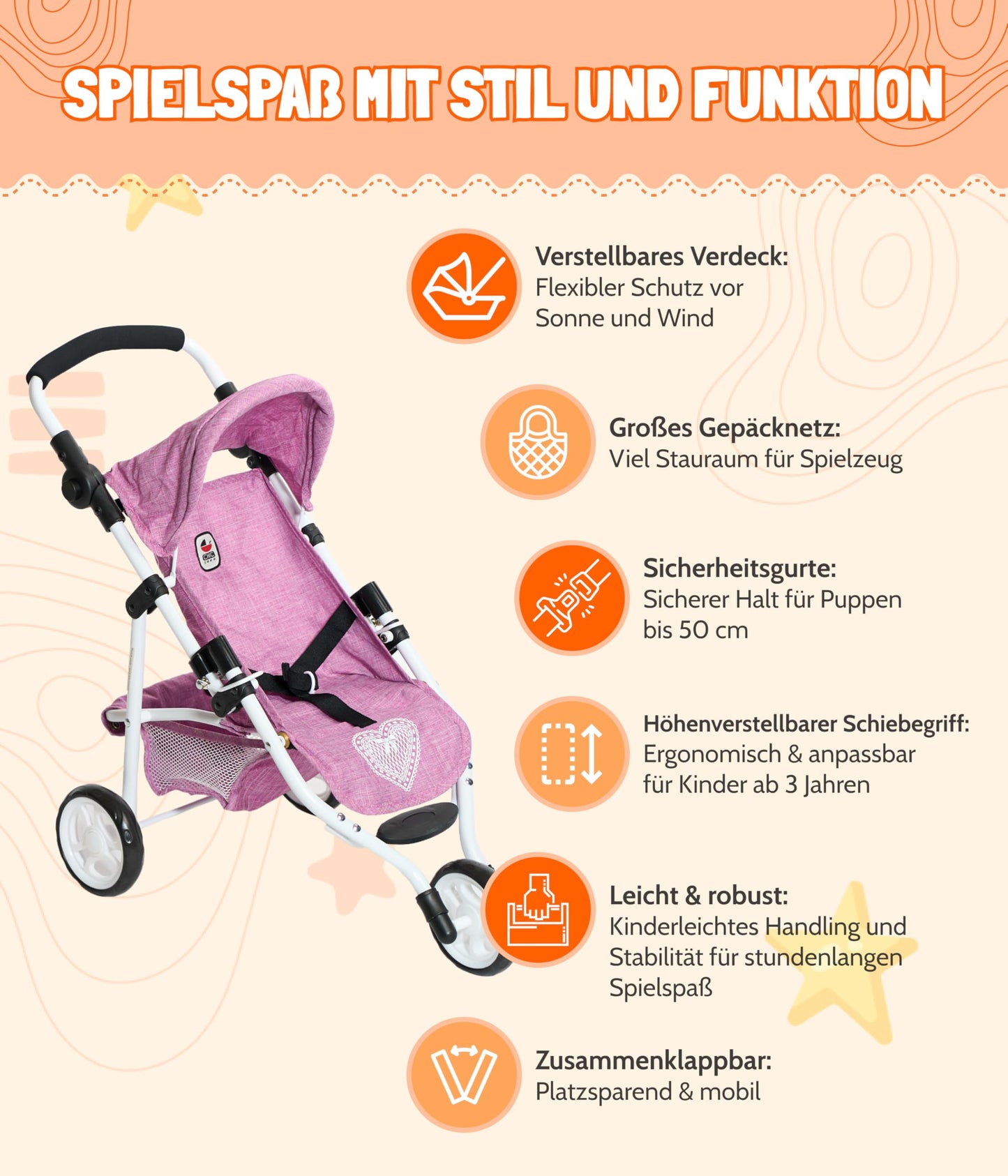 Bayer Chic 2000 Puppenbuggy Lola Jogging-Buggy lila