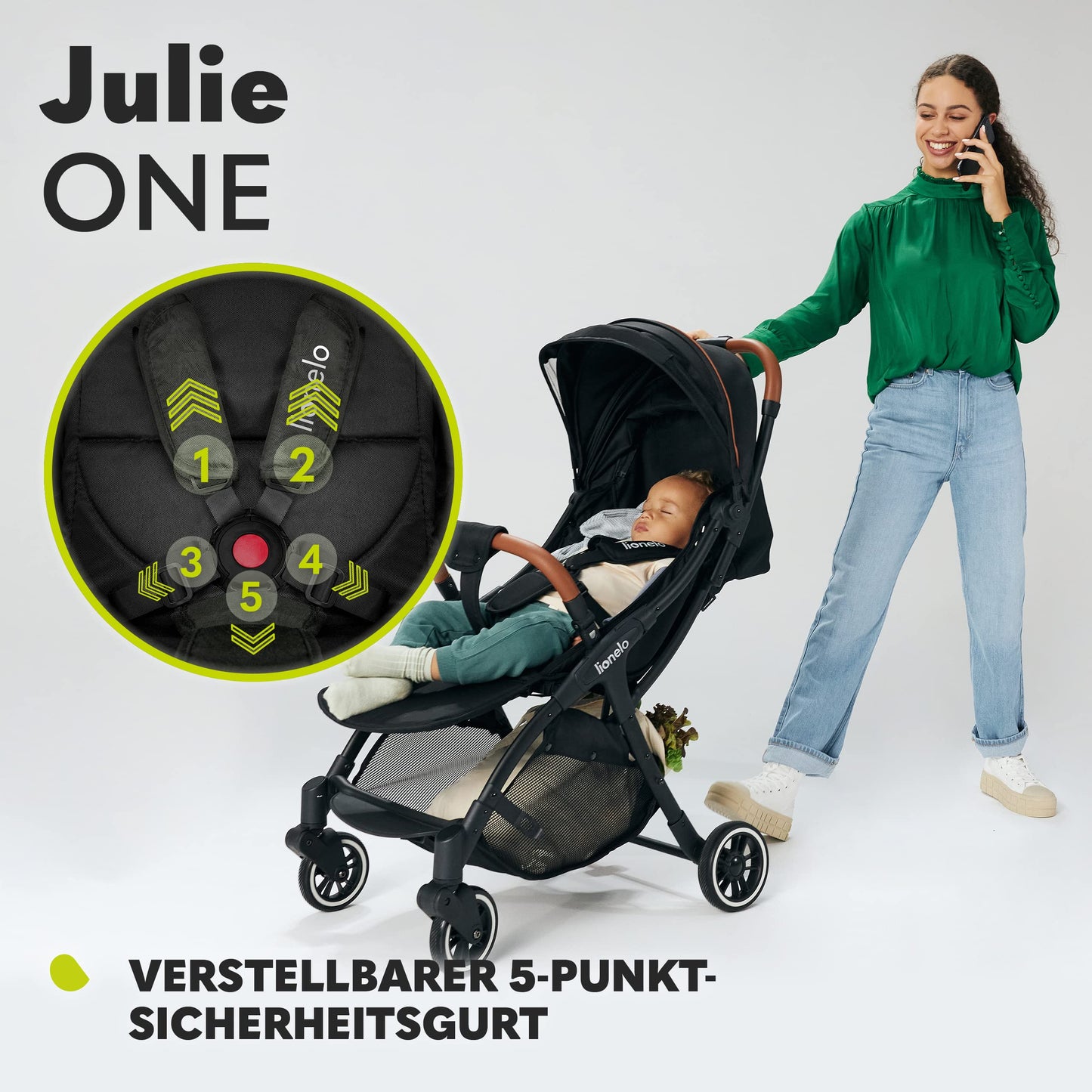 Lionelo Julie One Buggy bis 22 kg klappbar – Tropical Green ✅