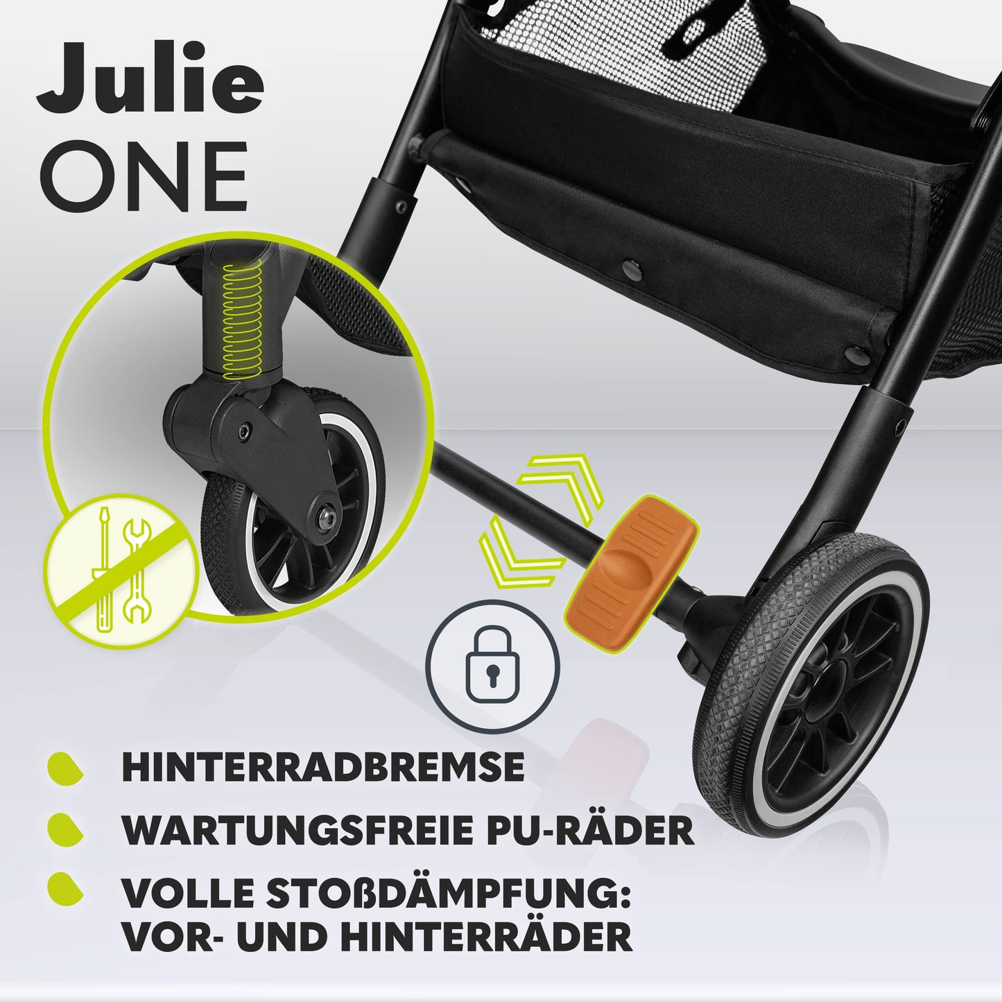 Lionelo Julie One Buggy bis 22 kg klappbar – Tropical Green ✅