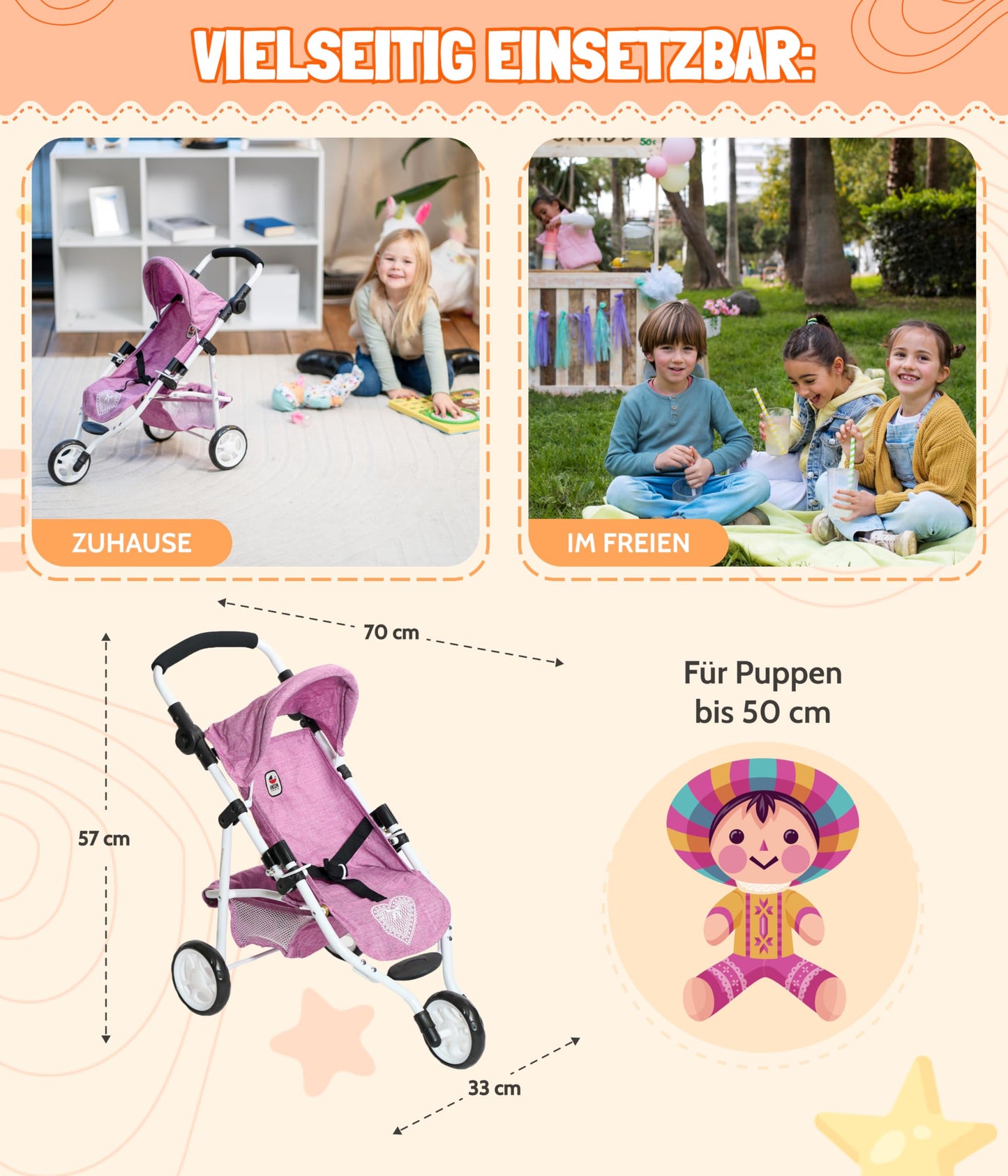 Bayer Chic 2000 Puppenbuggy Lola Jogging-Buggy lila