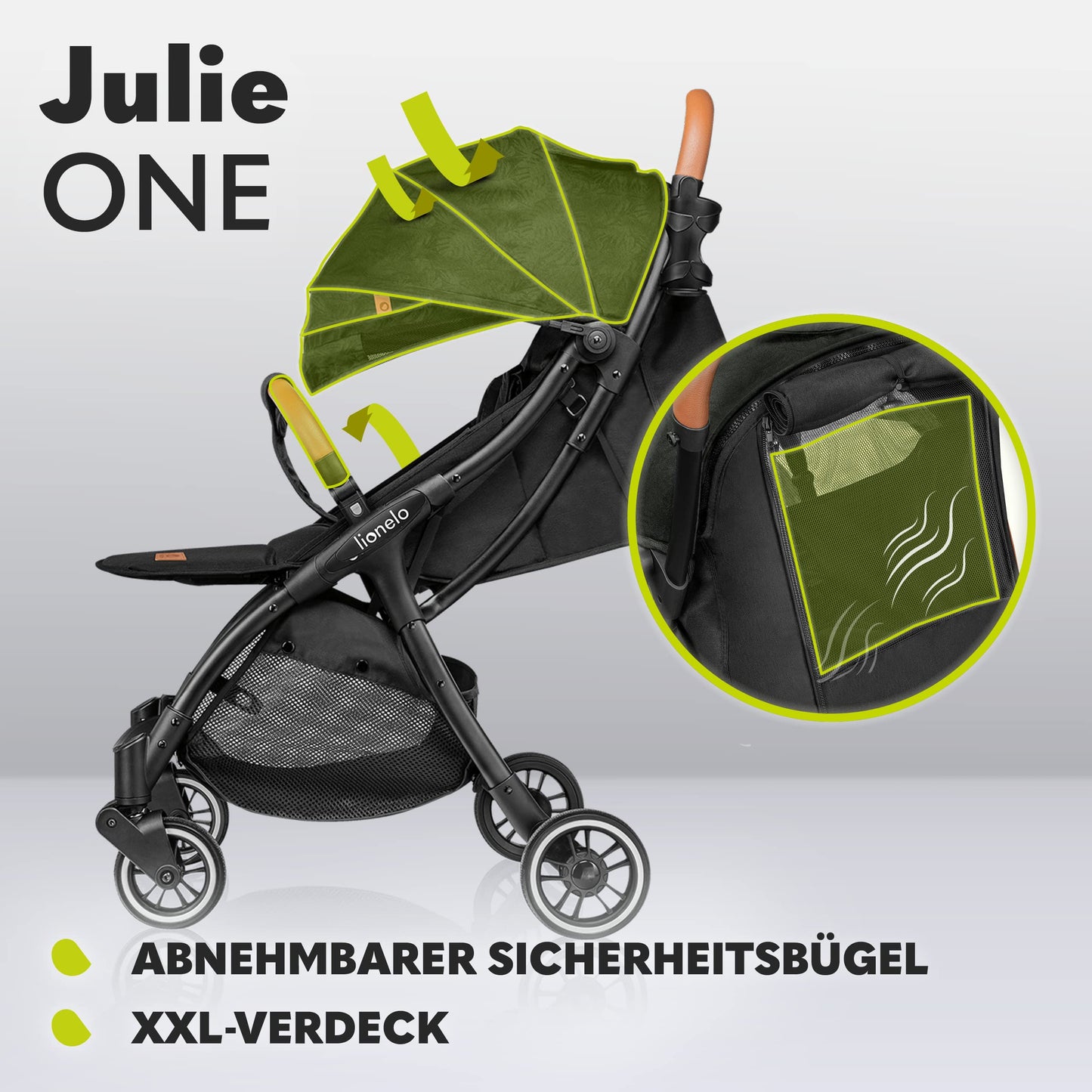 Lionelo Julie One Buggy bis 22 kg klappbar – Tropical Green ✅