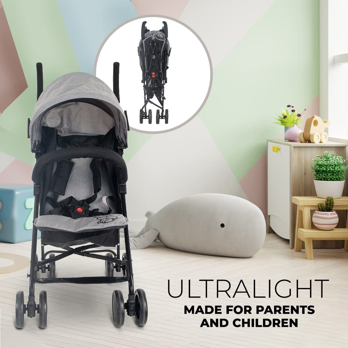 Mobiclinic Kinderwagen Buggy grau/schwarz, leicht & sicher
