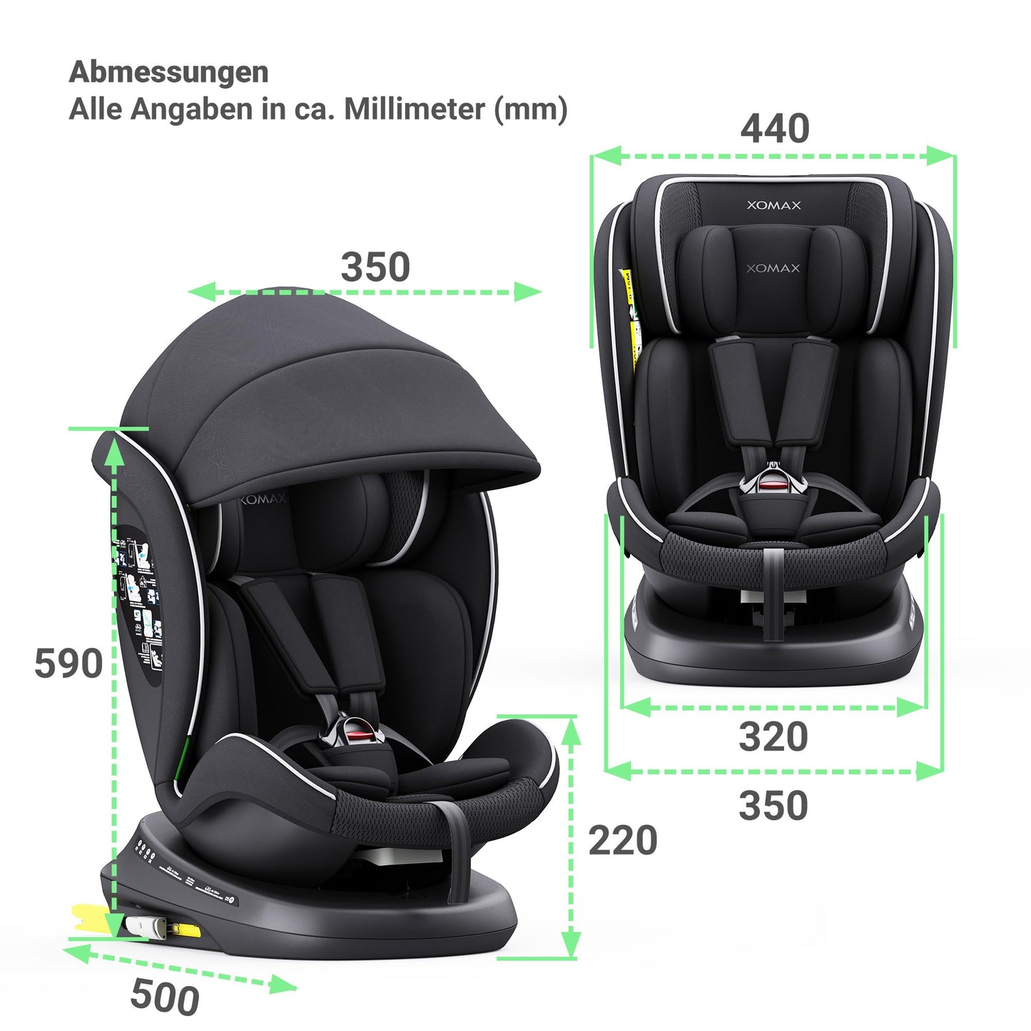 XOMAX 946i Kindersitz 360° drehbar ISOFIX 0–36 kg – Schwarz ✅