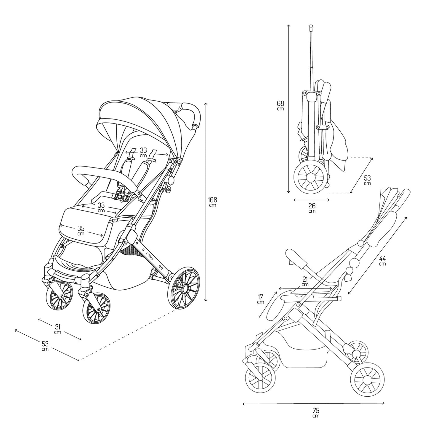 MoMi Estelle Buggy klappbar mit Liegefunktion ab 6 Mon. ✅