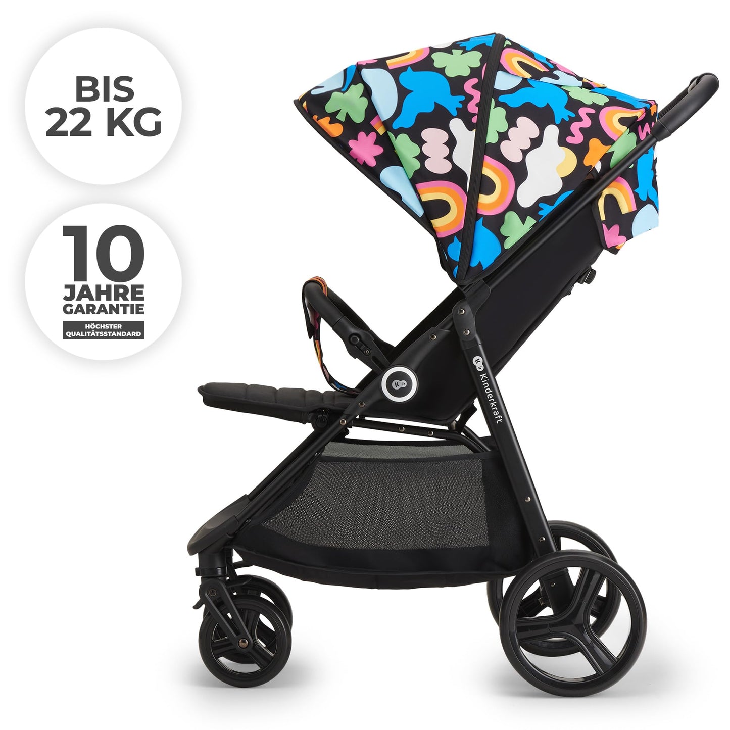 Kinderkraft Grande Plus Buggy ab Geburt bis 22 kg – Happy Shapes ✅