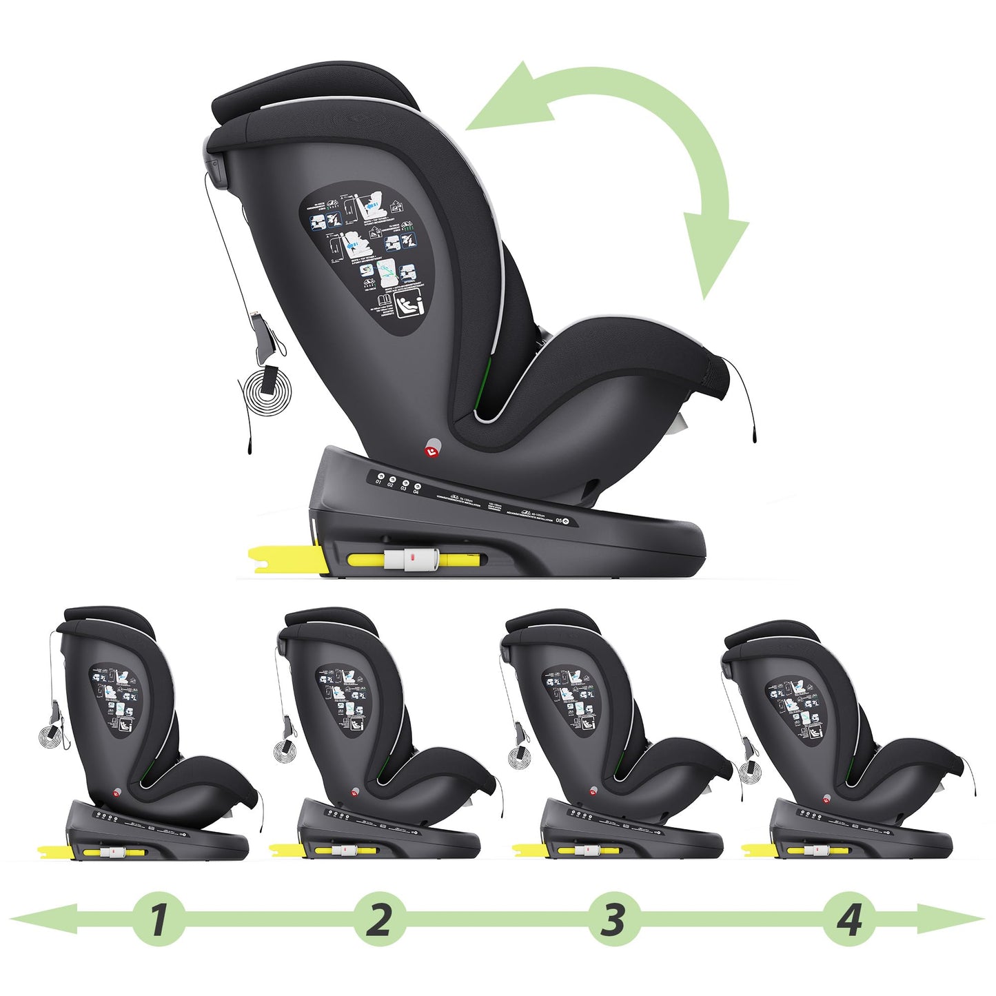 XOMAX 946i Kindersitz 360° drehbar ISOFIX 0–36 kg – Schwarz ✅