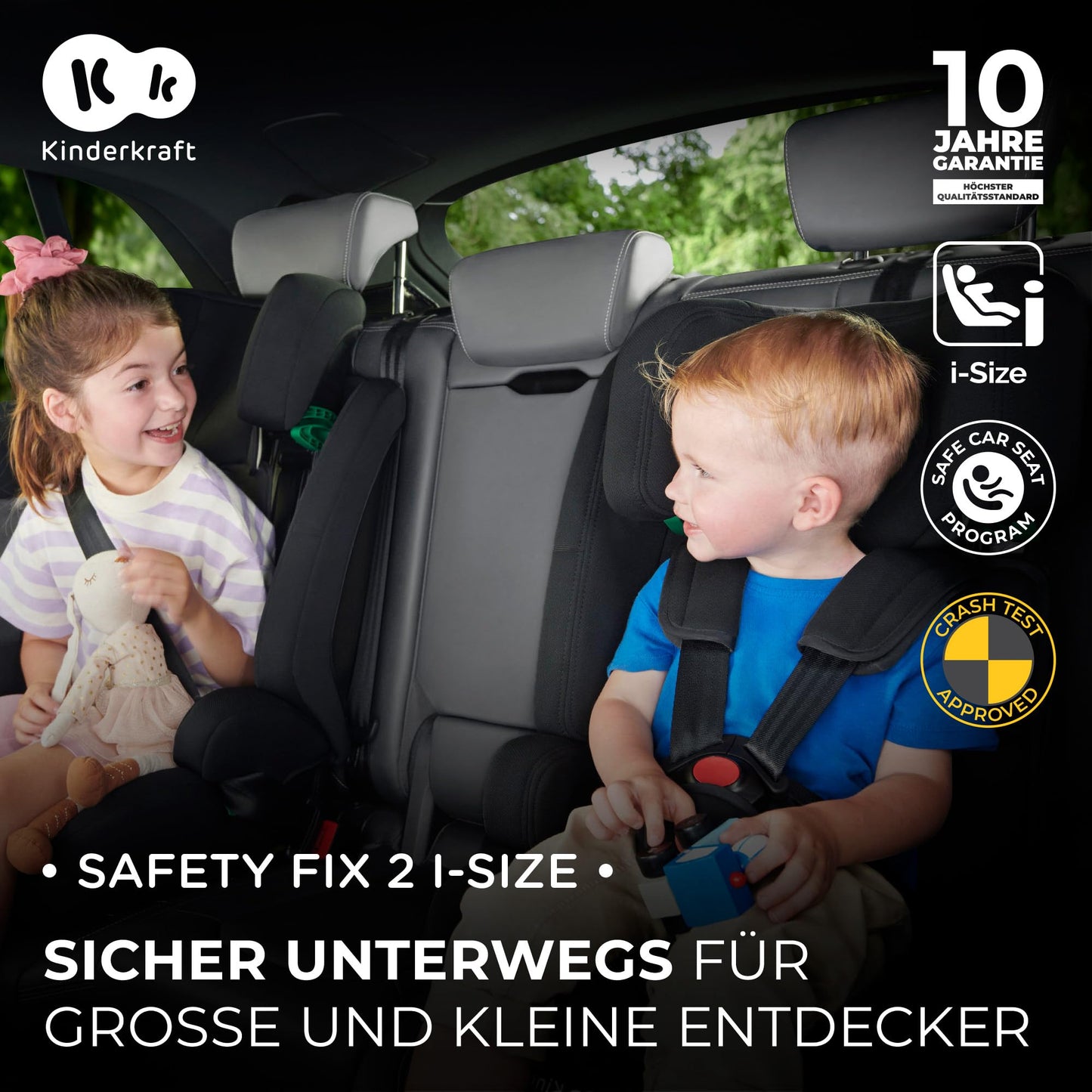 Kinderkraft Safety Fix 2 i-Size Kindersitz ISOFIX 76–150 cm – Schwarz ✅