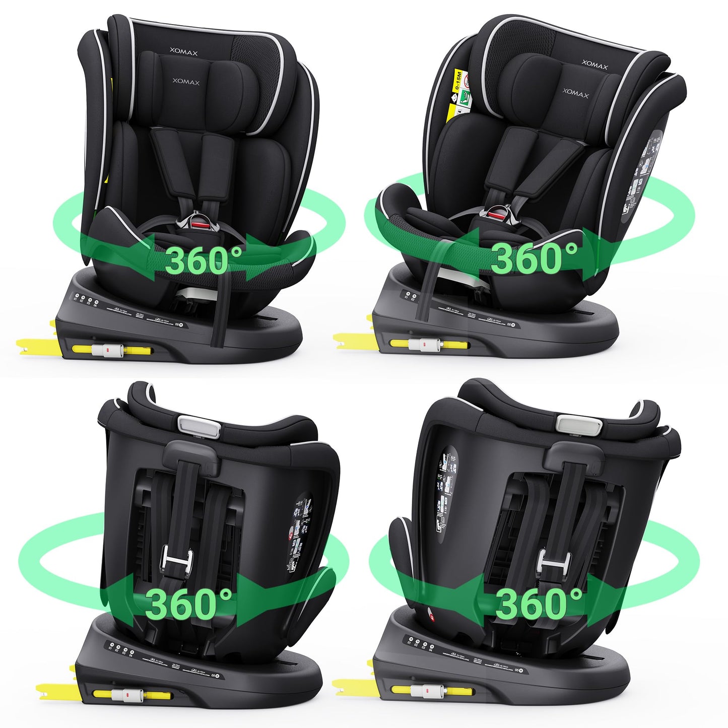 XOMAX 946i Kindersitz 360° drehbar ISOFIX 0–36 kg – Schwarz ✅