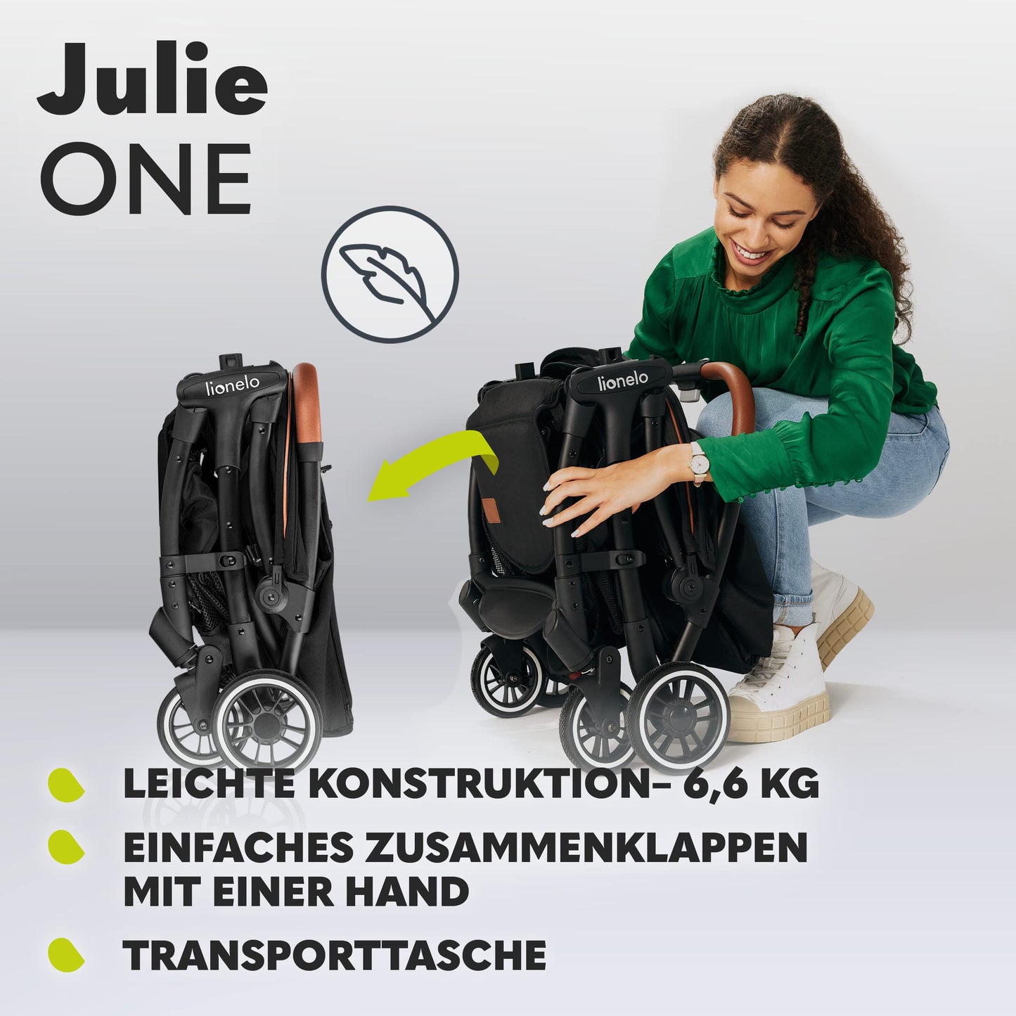 Lionelo Julie One Buggy bis 22 kg klappbar – Tropical Green ✅